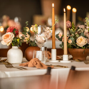 Kandelaar wit gespikkeld hoog