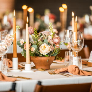 Kandelaar wit gespikkeld laag